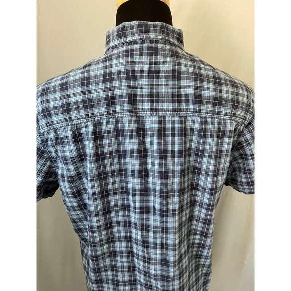 G.H. Bass & Co. 2-Tone Blue Plaid Short Sleeve Button-Down Casual Shirt - Picture 7 of 12